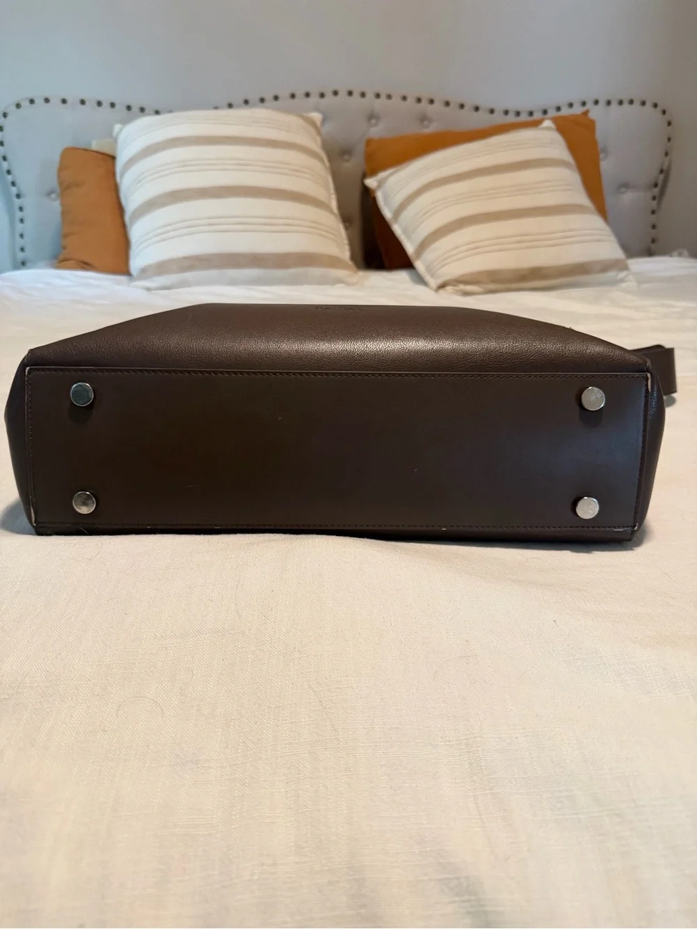 CALPAK leather laptop tote in espresso